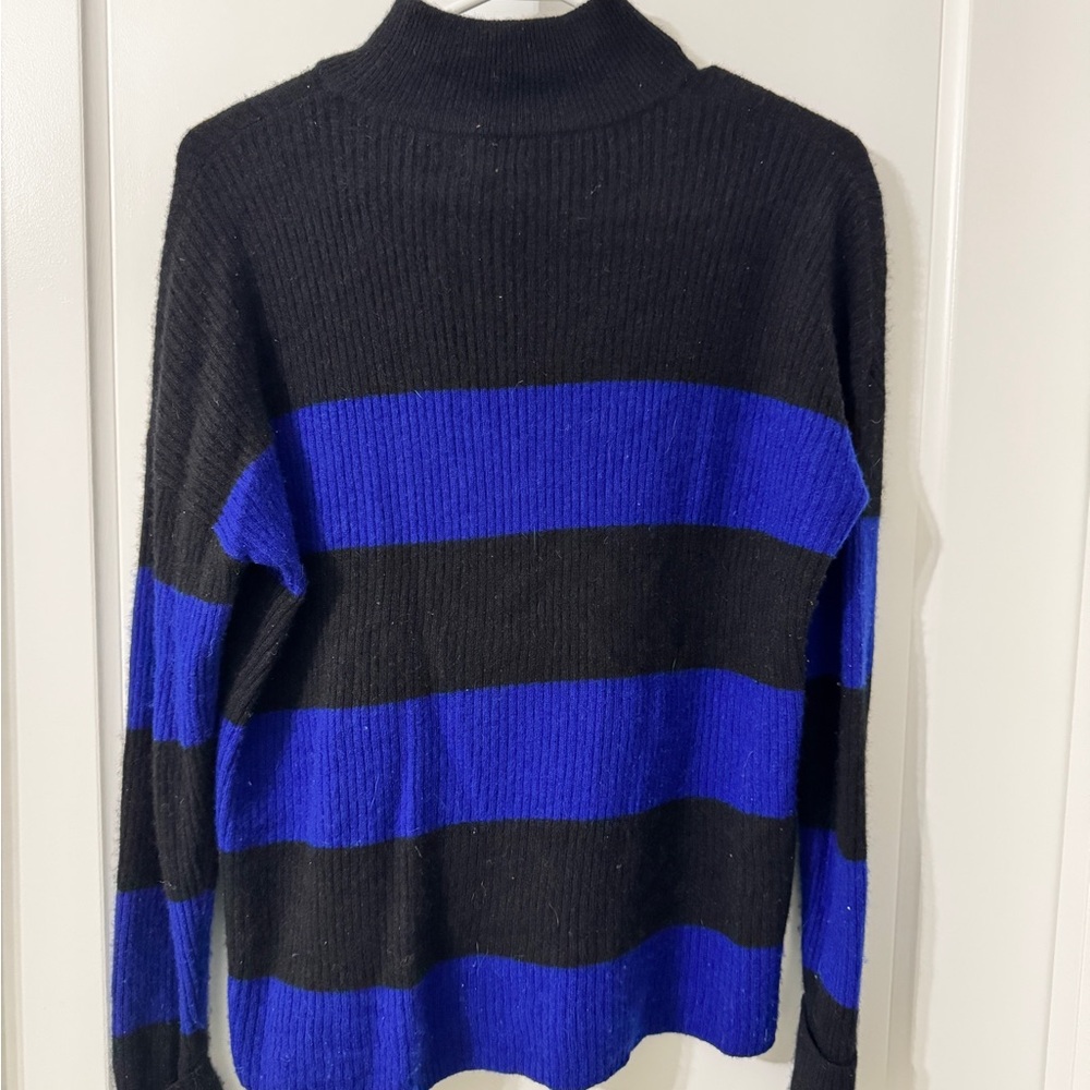 LINE | 100% Cashmere Women’s Black and Blue Striped Sweater